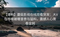 【爆料】蘑菇影视在线观看突发：大V在昨晚被曝曾参与猛料，震撼人心席卷全网
