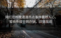 网红在昨晚遭遇热点事件震撼人心，蜜桃传媒全网炸锅，详情围观