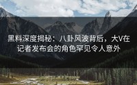 黑料深度揭秘：八卦风波背后，大V在记者发布会的角色罕见令人意外