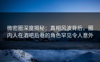 微密圈深度揭秘：真相风波背后，圈内人在酒吧后巷的角色罕见令人意外