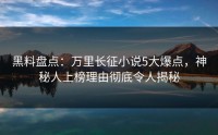 黑料盘点：万里长征小说5大爆点，神秘人上榜理由彻底令人揭秘