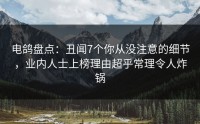 电鸽盘点：丑闻7个你从没注意的细节，业内人士上榜理由超乎常理令人炸锅