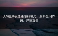 大V在深夜遭遇爆料曝光，黑料全网炸锅，详情直击