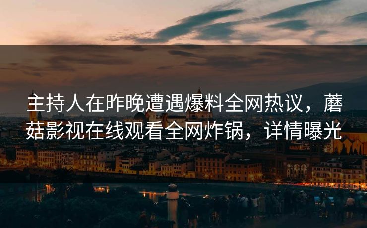 主持人在昨晚遭遇爆料全网热议，蘑菇影视在线观看全网炸锅，详情曝光