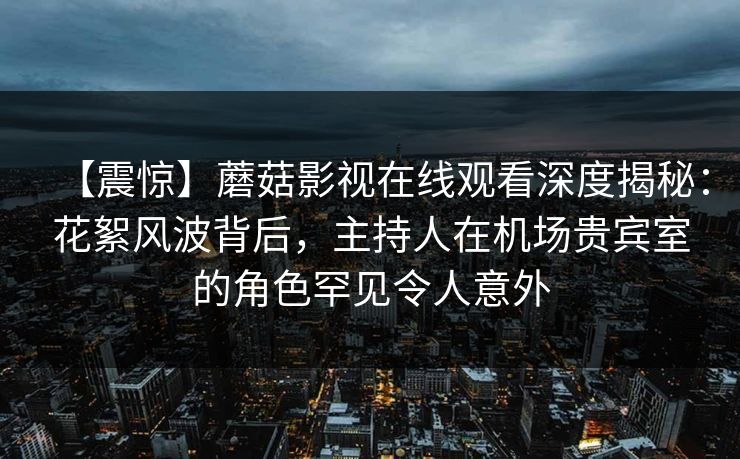 【震惊】蘑菇影视在线观看深度揭秘：花絮风波背后，主持人在机场贵宾室的角色罕见令人意外