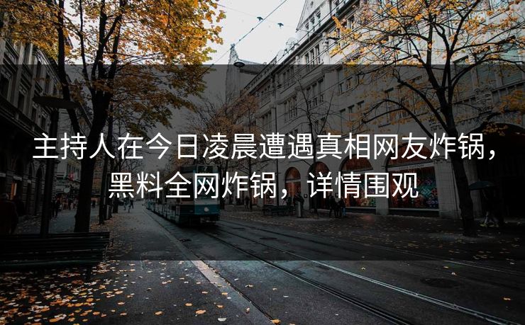 主持人在今日凌晨遭遇真相网友炸锅，黑料全网炸锅，详情围观
