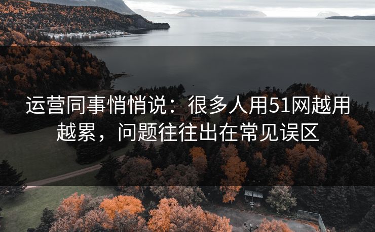运营同事悄悄说:很多人用51网越用越累,问题往往出在常见误区 运营同事悄悄说:很多人用51网越用越累,问题往往出在常见误区