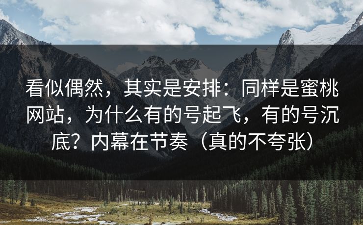 看似偶然,其实是安排:同样是蜜桃网站,为什么有的号起飞,有的号沉底?内幕在节奏(真的不夸张) 看似偶然,其实是安排:同样是蜜桃网站,为什么有的号起飞,有的号沉底?内幕在节奏(真的不夸张)