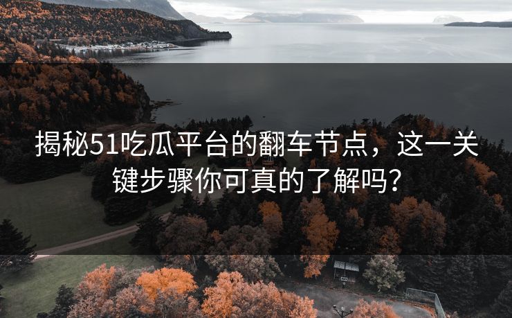 揭秘51吃瓜平台的翻车节点，这一关键步骤你可真的了解吗？